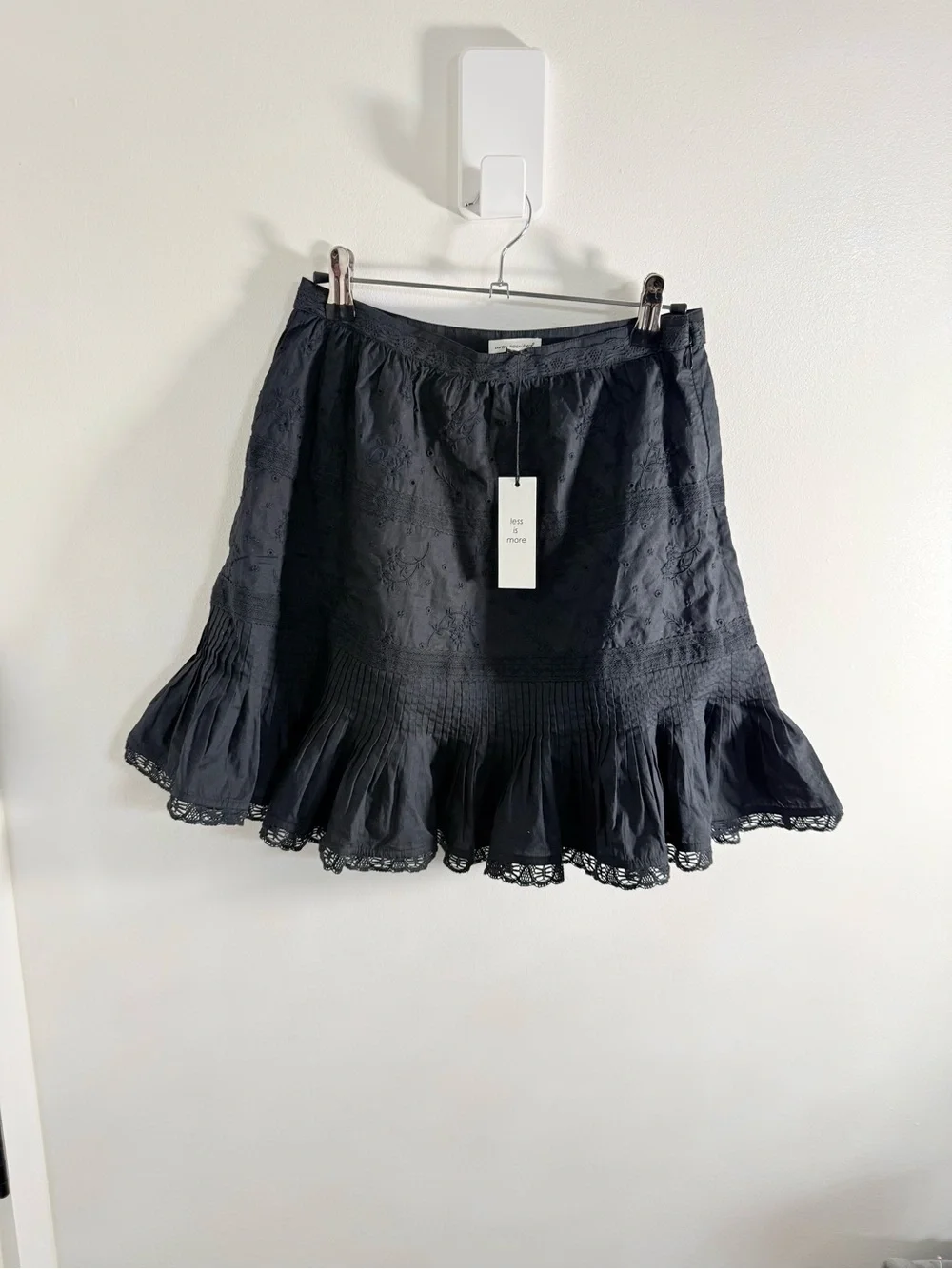 Unsubscribed Black Eyelet Tiered Ruffle Mini Skirt - Picture 2 of 5